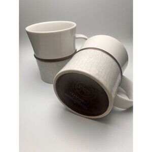 Set of 2 Modern Danish Designed Dansk Lucia Metallise  White & Textured Stonewar